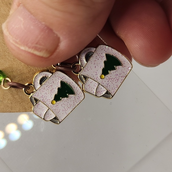 Marshmallow Hot Chocolate Christmas Mug Earrings - Picture 2 of 2
